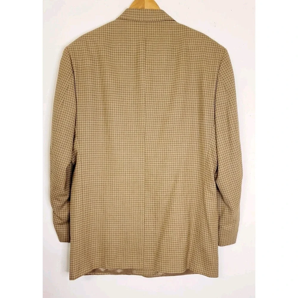 Vtg Nino Cerruti 46L Plaid Check‎ Blazer Jacket Sport Coat Brown Gold NWT